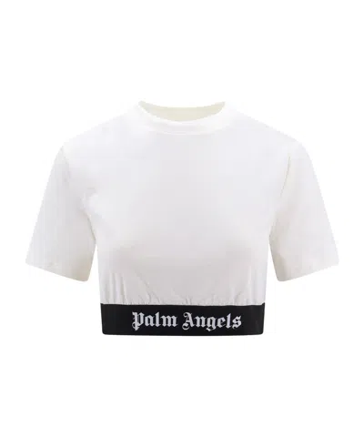 PALM ANGELS PALM ANGELS LOGO WAISTBAND CROPPED TOP