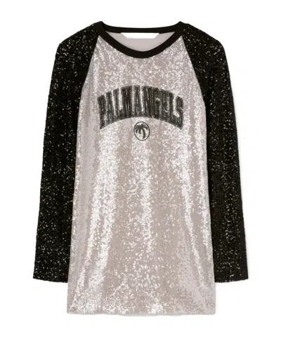PALM ANGELS PALM ANGELS COLLEGE PALM SEQUIN EMBELLISHED MINI DRESS