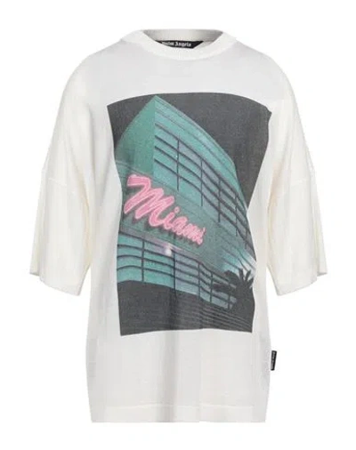 PALM ANGELS PALM ANGELS MAN SWEATER IVORY SIZE L LINEN, VISCOSE, POLYESTER