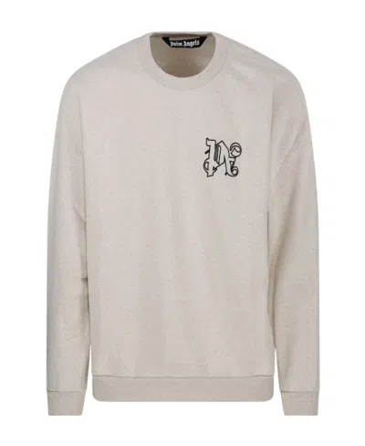 PALM ANGELS PALM ANGELS LOGO EMBROIDERED CREWNECK SWEATSHIRT