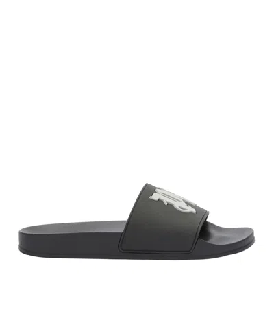 PALM ANGELS PALM ANGELS MONOGRAM PATCH ROUND TOE SLIDES