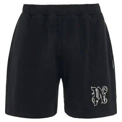 PALM ANGELS PALM ANGELS MONOGRAM STATEMENT BLACK SWEAT SHORTS