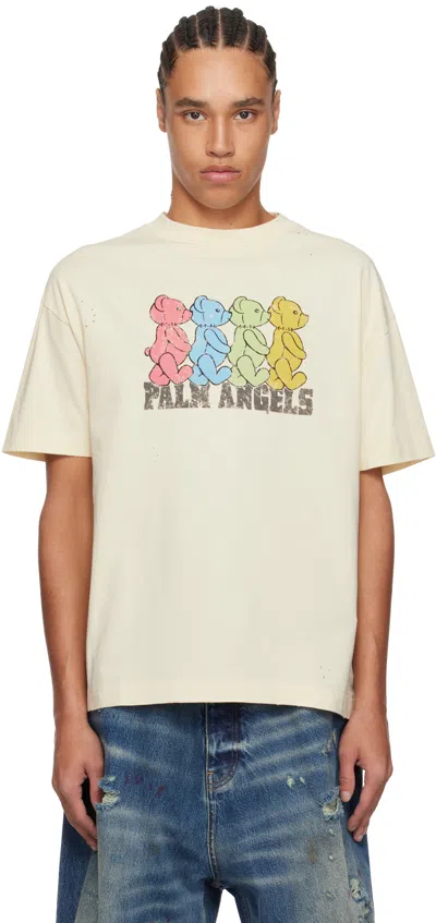 PALM ANGELS OFF-WHITE MULTICOLOR BEARS T-SHIRT