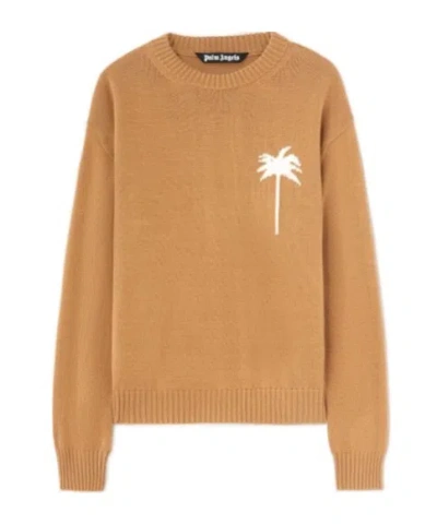 PALM ANGELS PALM ANGELS PALM TREE INTARSIA CREWNECK KNITTED JUMPER