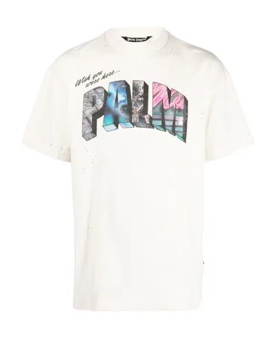 PALM ANGELS PALM ANGELS LOGO PRINTED CREWNECK T-SHIRT