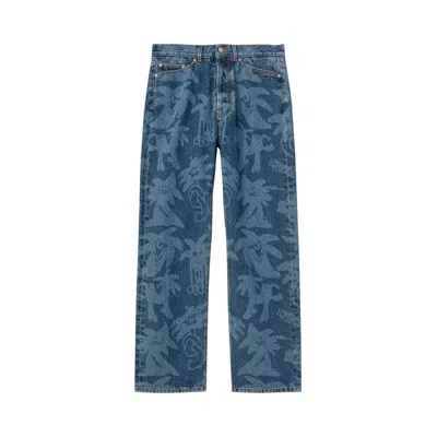PALM ANGELS PALM ANGELS PALMITY ALL OVER LASER DENIM JEANS 'BLUE'