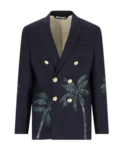 PALM ANGELS PALM ANGELS PALM TREE PRINTED DOUBLE BREASTED JACKET