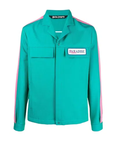 PALM ANGELS PALM ANGELS PARADISE-EMBROIDERED CONCEALED FASTENED OVERSHIRT