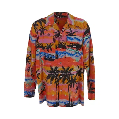 PALM ANGELS PALM ANGELS PSHYCHEDELIC PALMS SHIRT 'FUCHSIA/MULTICOLOR' | PINK | MEN'S SIZE 48