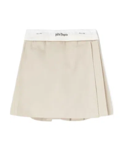 PALM ANGELS PALM ANGELS LOGO DETAILED PLEATED MINI SKIRT
