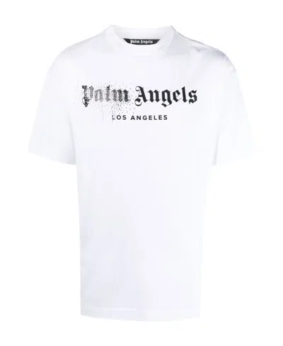 PALM ANGELS PALM ANGELS LOGO EMBELLISHED CREWNECK T-SHIRT
