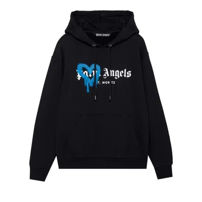 PALM ANGELS PALM ANGELS ST. MORITZ HEART SPRAYED HOODIE 'BLACK/BLUE'