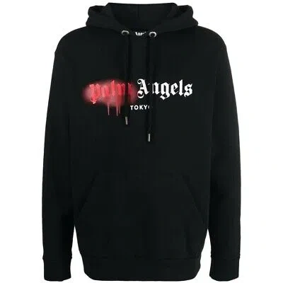 PALM ANGELS PALM ANGELS TOKYO SPRAY PAINT LOGO BLACK HOODIE