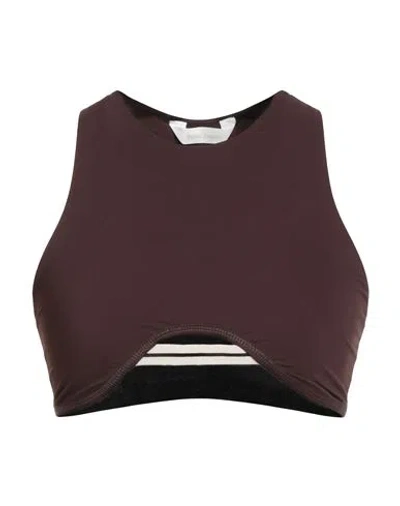 PALM ANGELS PALM ANGELS WOMAN TOP DARK BROWN SIZE L POLYAMIDE, ELASTANE