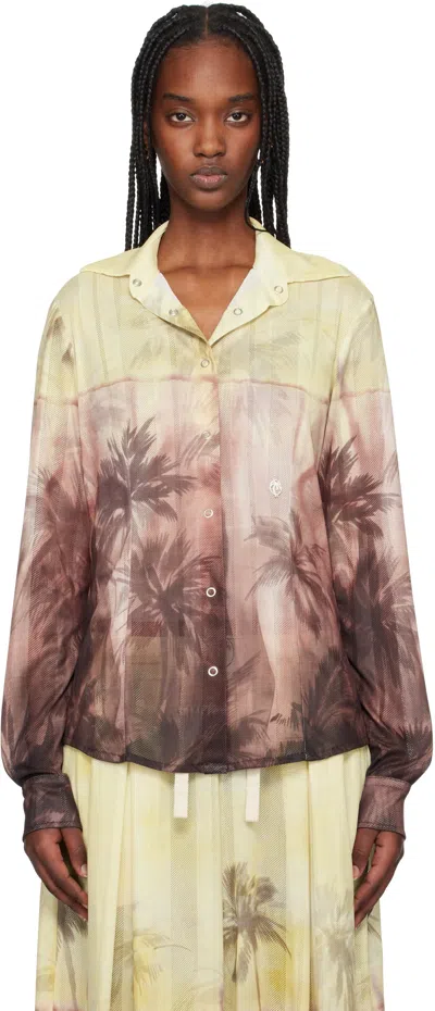 PALM ANGELS YELLOW & BROWN SUNSET PALMS SHIRT