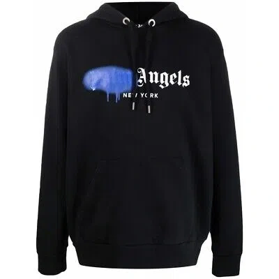 PALM ANGELS PALM ANGELS YORK SPRAY PAINT LOGO BLACK HOODIE