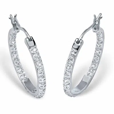 PALM BEACH JEWELRY 1/10 CTTW. ROUND DIAMOND 18K GOLD-PLATED STERLING SILVER HOOP EARRINGS
