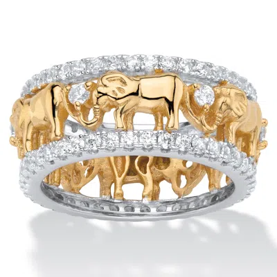 PALM BEACH JEWELRY 1.40 TCW CZ GOLD-PLATED ELEPHANT RING
