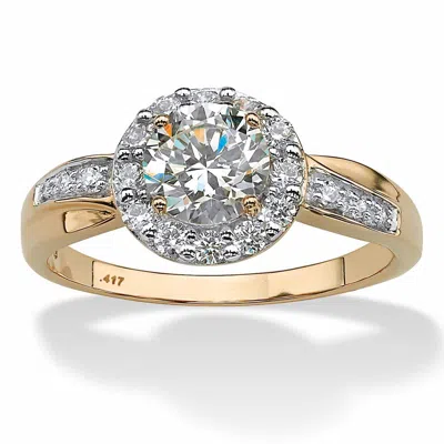 PALM BEACH JEWELRY 1.48 TCW CUBIC ZIRCONIA 10K YELLOW GOLD ENGAGEMENT ANNIVERSARY RING