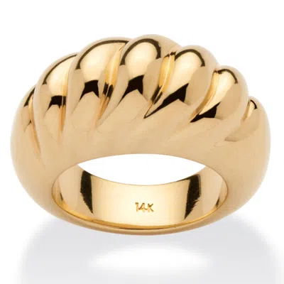 PALM BEACH JEWELRY 14K GOLD ULTRA-LIGHTWEIGHT NANO DIAMOND RESIN FILLED SHRIMP-STYLE DOME RING