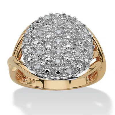 PALM BEACH JEWELRY 1/6 TCW ROUND DIAMOND PAVE GOLD-PLATED STERLING SILVER SPLIT-SHANK RING