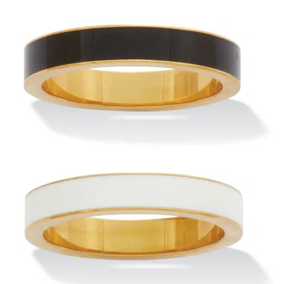 PALM BEACH JEWELRY 2-PIECE YELLOW GOLD ION-PLATED STAINLESS STEEL ENAMEL BANDS