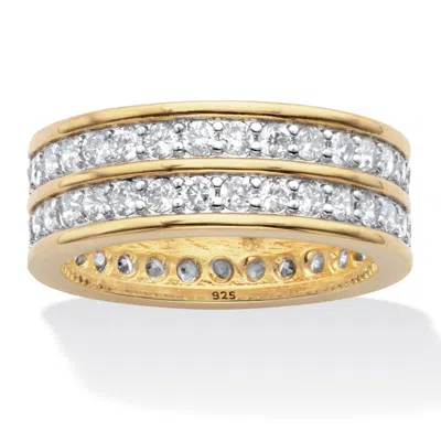 PALM BEACH JEWELRY 2.05 TCW CZ GOLD-PLATED SILVER ETERNITY RING