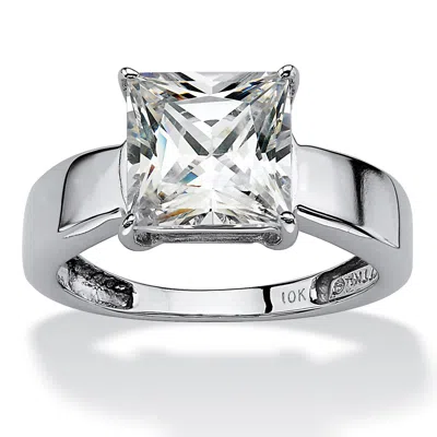 PALM BEACH JEWELRY 2.12 TCW PRINCESS-CUT CUBIC ZIRCONIA 10K WHITE GOLD SOLITAIRE BRIDAL RING