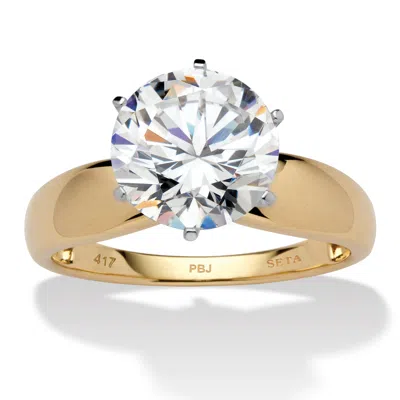 PALM BEACH JEWELRY 3.50 CTTW ROUND CUBIC ZIRCONIA 10K GOLD SOLITAIRE BRIDAL ENGAGEMENT RING