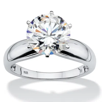 PALM BEACH JEWELRY 3.50 TCW ROUND CUBIC ZIRCONIA PLATINUM-PLATED STERLING SILVER BRIDAL RING