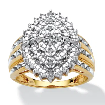 PALM BEACH JEWELRY 3/8 TCW DIAMOND MARQUISE-SHAPED RING 18K YELLOW GOLD-PLATED STERLING SILVER