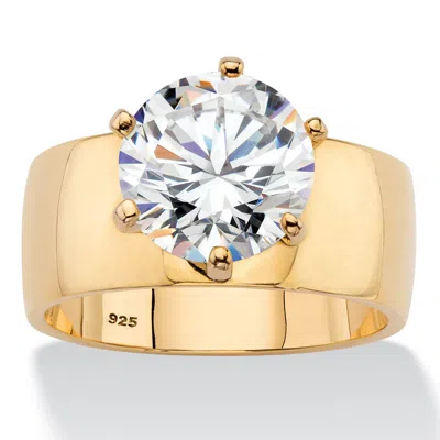 PALM BEACH JEWELRY 4.0 CTTW. GOLD-PLATED STERLING SILVER CUBIC ZIRCONIA SOLITAIRE RING