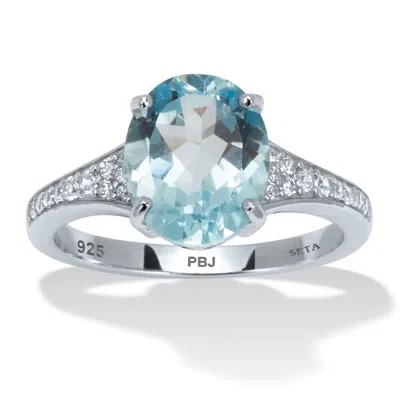 PALM BEACH JEWELRY 4.70 TCW BLUE TOPAZ AND CZ STERLING SILVER RING