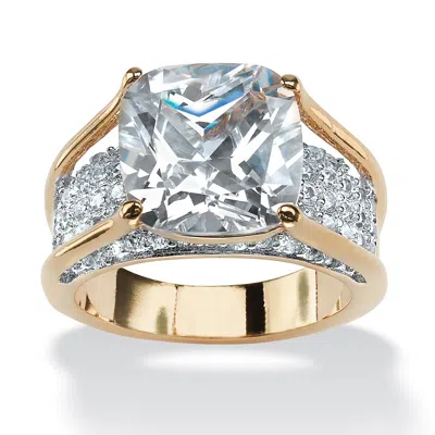 PALM BEACH JEWELRY 4.88 TCW PRINCESS-CUT CUBIC ZIRCONIA 18K GOLD-PLATED ENGAGEMENT RING