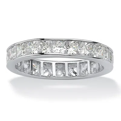 PALM BEACH JEWELRY 5.29 TCW CUBIC ZIRCONIA PLATINUM-PLATED SILVER CHANNEL-SET ETERNITY BAND