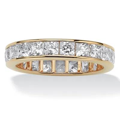 PALM BEACH JEWELRY 5.29 TCW PRINCESS-CUT CUBIC ZIRCONIA 18K GOLD-PLATED SILVER ETERNITY RING