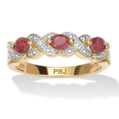 PALM BEACH JEWELRY .62 TCW GENUINE RED RUBY 18K GOLD-PLATED RING