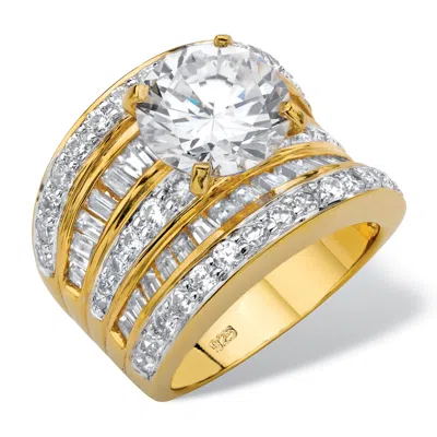 PALM BEACH JEWELRY 7.15 TCW CUBIC ZIRCONIA 14K GOLD-PLATED STERLING SILVER SCOOP ENGAGEMENT RING