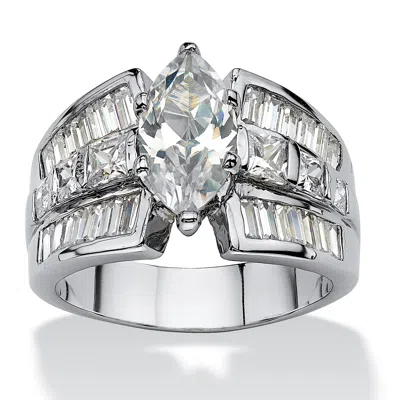 PALM BEACH JEWELRY 7.87 TCW MARQUISE-CUT CUBIC ZIRCONIA PLATINUM-PLATED ENGAGEMENT ANNIVERSARY RING