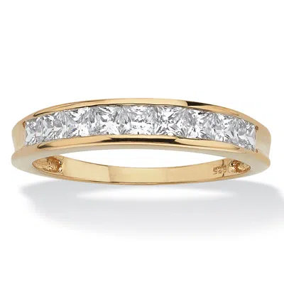 PALM BEACH JEWELRY .81 TCW CHANNEL-SET CZ RING IN 18K YELLOW GOLD-PLATED STERLING SILVER