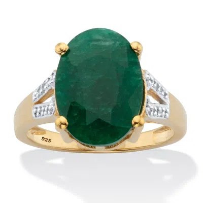 PALM BEACH JEWELRY 8.46 TCW OVAL EMERALD RING GOLD-PLATED SILVER