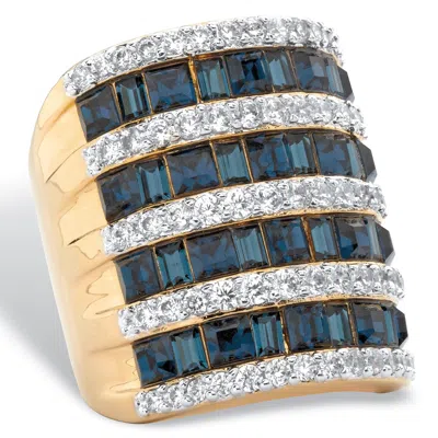 PALM BEACH JEWELRY 9.18 TCW SIMULATED SAPPHIRE GOLD-PLATED RING