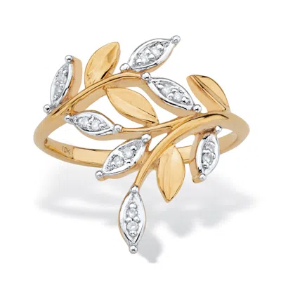 PALM BEACH JEWELRY DIAMOND ACCENT 10K YELLOW GOLD BYPASS LEAF RING