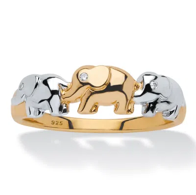PALM BEACH JEWELRY DIAMOND ACCENT GOLD-PLATED SILVER ELEPHANT RING