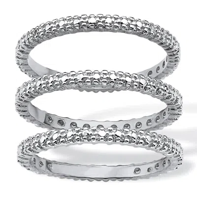 PALM BEACH JEWELRY DIAMOND ACCENT PLATINUM-PLATED 3-PIECE STACKABLE ETERNITY RING SET