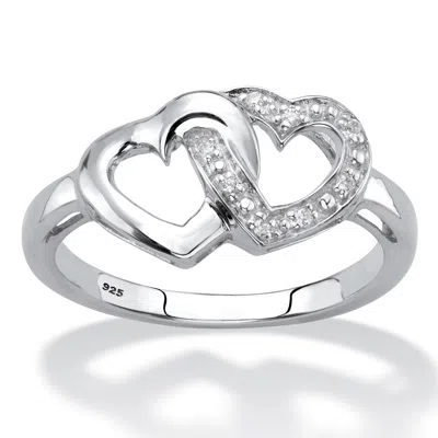 PALM BEACH JEWELRY DIAMOND ACCENT PLATINUM-PLATED SILVER HEART RING