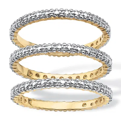 PALM BEACH JEWELRY DIAMOND ACCENT YELLOW GOLD-PLATED 3-PIECE STACK RING ETERNITY BAND SET
