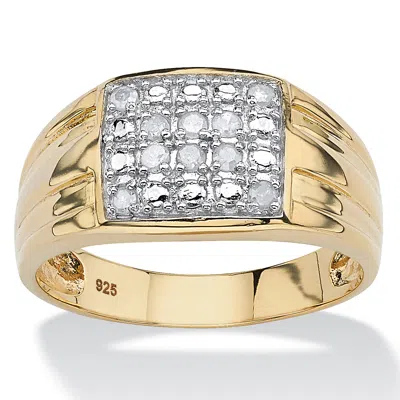 PALM BEACH JEWELRY MEN'S 1/7 TCW ROUND DIAMOND 18K GOLD-PLATED STERLING SILVER RING
