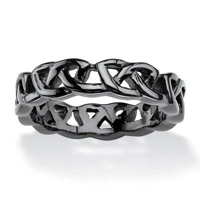PALM BEACH JEWELRY MEN'S BLACK ION-PLATED STAINLESS STEEL BARBED WIRE-STYLE WEDDING BAND