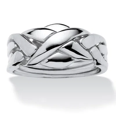 PALM BEACH JEWELRY PLATINUM-PLATED COMMITMENT SYMBOL PUZZLE RING